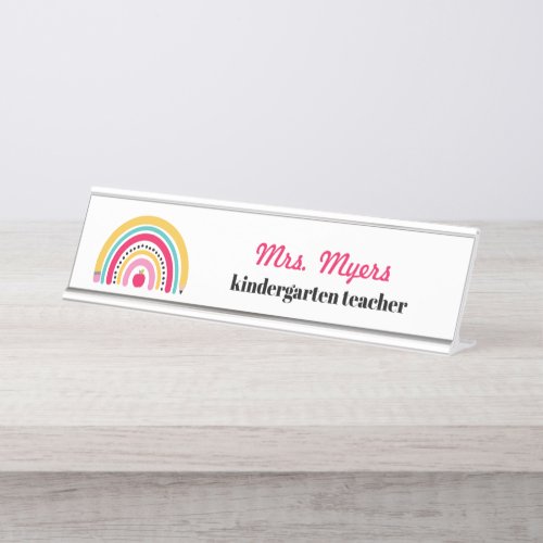 Rainbow Kindergarten Teacher Desk Name Plate