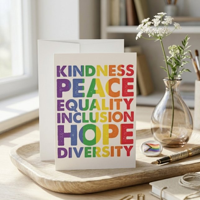 Rainbow Kindness Equality Inclusion Hope Quote Thank You Card (Creator Uploaded)