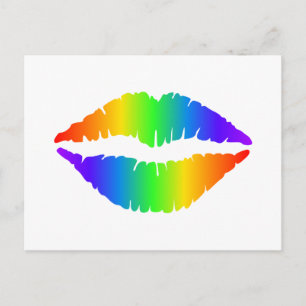 Rainbow Kiss, Colorful Lips Postcard