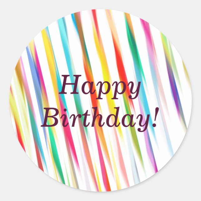 Rainbow Kisses - Happy Birthday Sticker (Front)