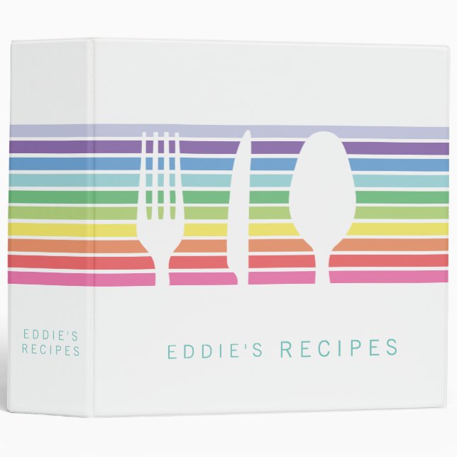 Rainbow Kitchen Modern Cooking Recipe Book Binder (Front/Spine)