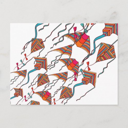 Rainbow Kite Pattern Postcard