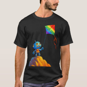 Rainbow Kite with Mountain Robot T-Shirt