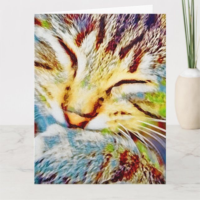 Rainbow Kitten Cute Cat Modern Art Card (Front)