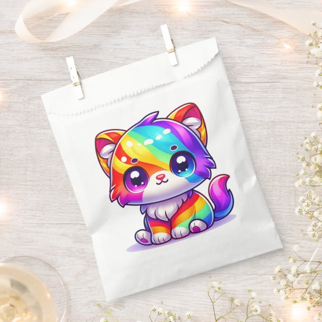 Rainbow Kitten Favor Bag (Clipped)