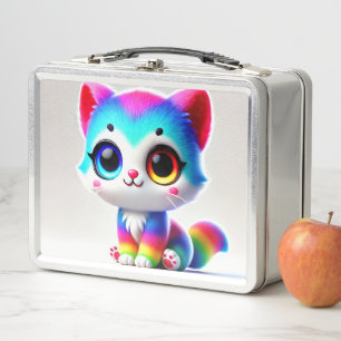 Rainbow Kitten Metal Lunch Box