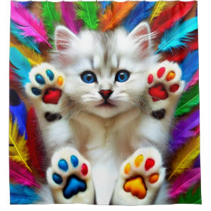 Rainbow Kitten Shower Curtain