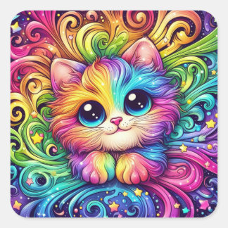 Rainbow kitten stickers