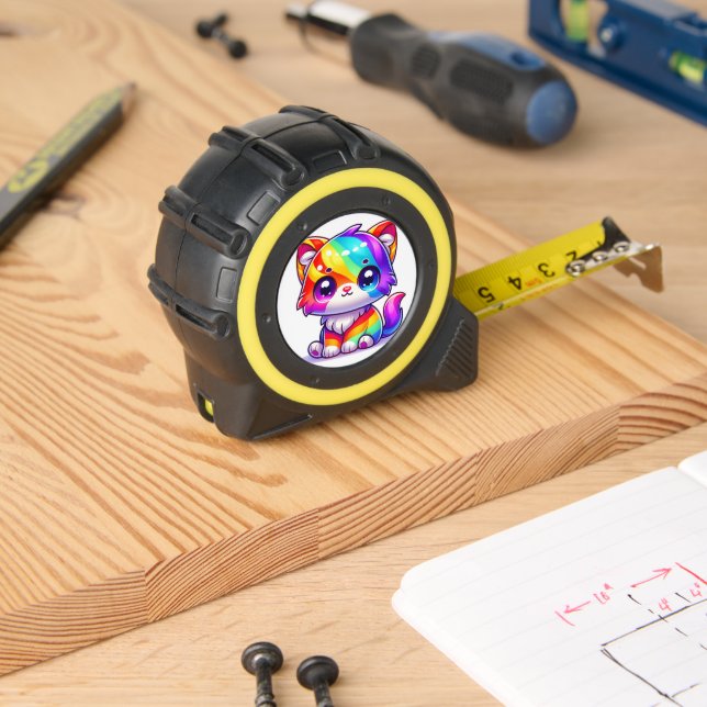 Rainbow Kitten Tape Measure (Woodwork)