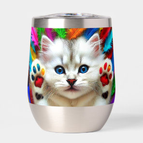 Rainbow Kitten Thermal Wine Tumbler