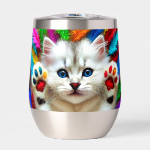 Rainbow Kitten Thermal Wine Tumbler