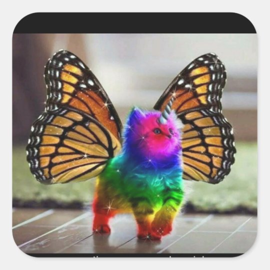 coloring page rainbow a square Zazzle.com kitten   unicorn sticker butterfly Rainbow