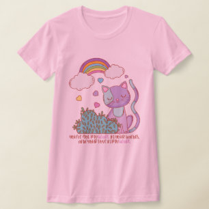 Rainbow Kitten with Heart Lyrics on Women's Tee