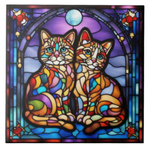 Rainbow Kittens Decorative Ceramic Tile