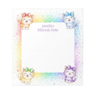 Rainbow Kittens Personalized Mitzvah Notes Notepad