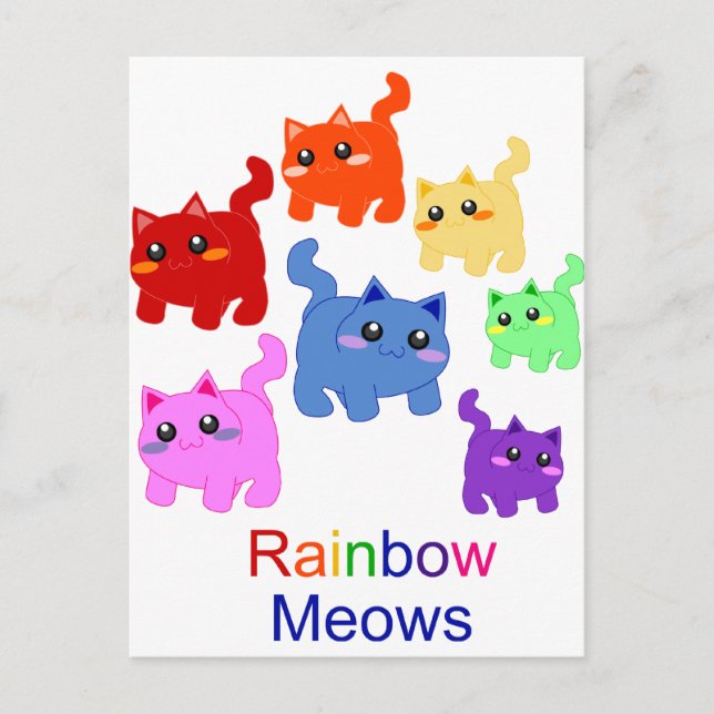 Rainbow kittens! postcard (Front)