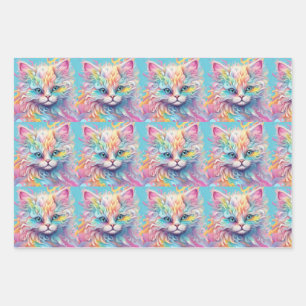 Rainbow kittens wrapping paper sheets