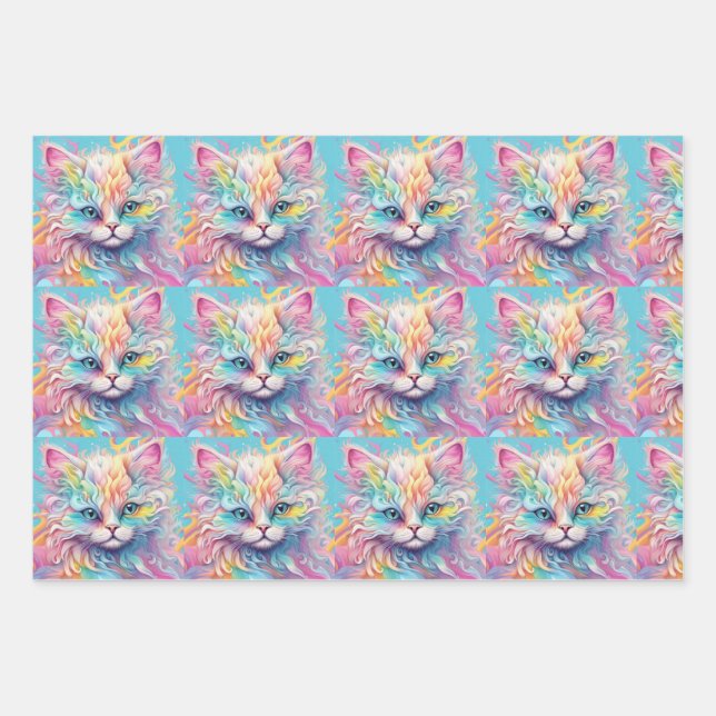 Rainbow kittens  wrapping paper sheets (Front)