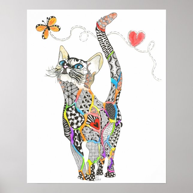 Rainbow Kitty 20" x 16" Poster (You can Customize) (Front)