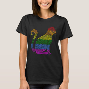 Rainbow Kitty Cat Mandala Lotus Flower Yoga Medita T-Shirt
