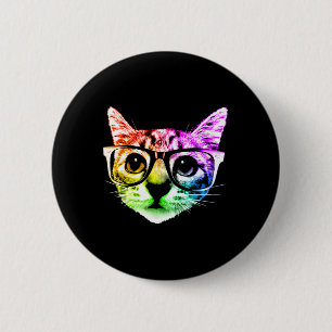 Rainbow Kitty Cat With Gles  Button