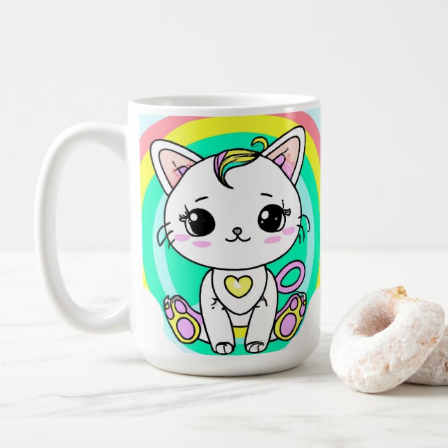 Rainbow kitty coffee mug (With Donut)