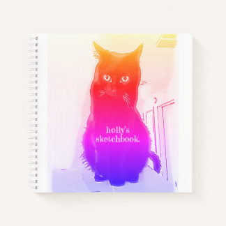 Rainbow Kitty customizable spiral sketchbook Notebook