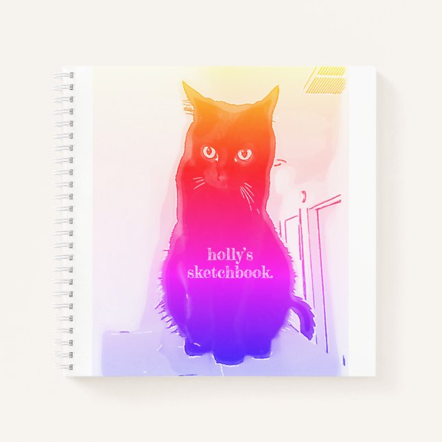 Rainbow Kitty customizable spiral sketchbook Notebook (Front)