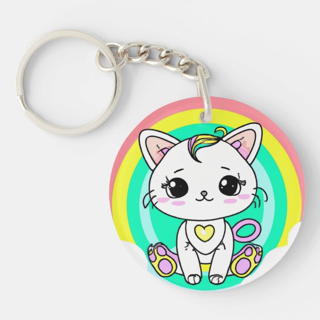 Rainbow kitty keychain (Front)