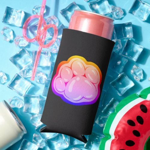 Rainbow Kitty Paw Foam Slim Seltzer Can Cooler