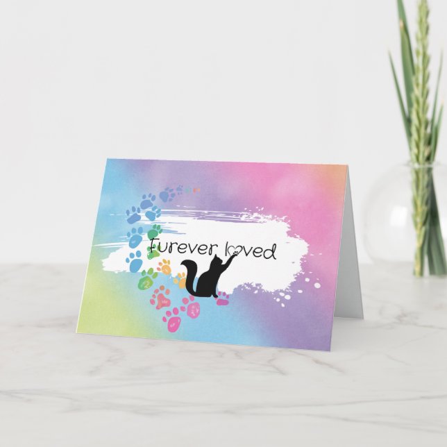Rainbow Kitty Pet Loss Sympathy   Card (Front)