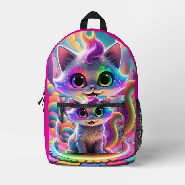 Rainbow Kitty Printed Backpack (Front)