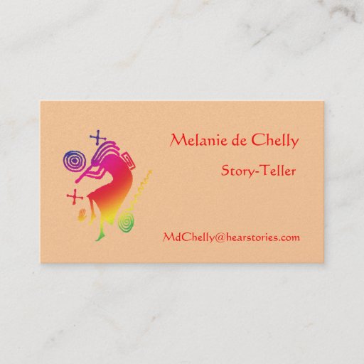 Customizable Rainbow Kokopelli Story-Teller Business Card