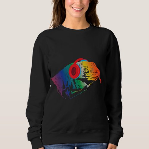 Rainbow Komodo Dragon Raver DJ EDM Gift Rave Music Sweatshirt