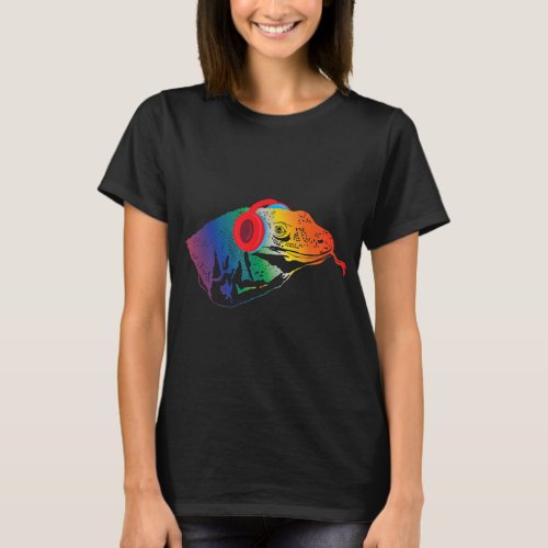 Rainbow Komodo Dragon Raver DJ EDM Gift Rave Music T_Shirt