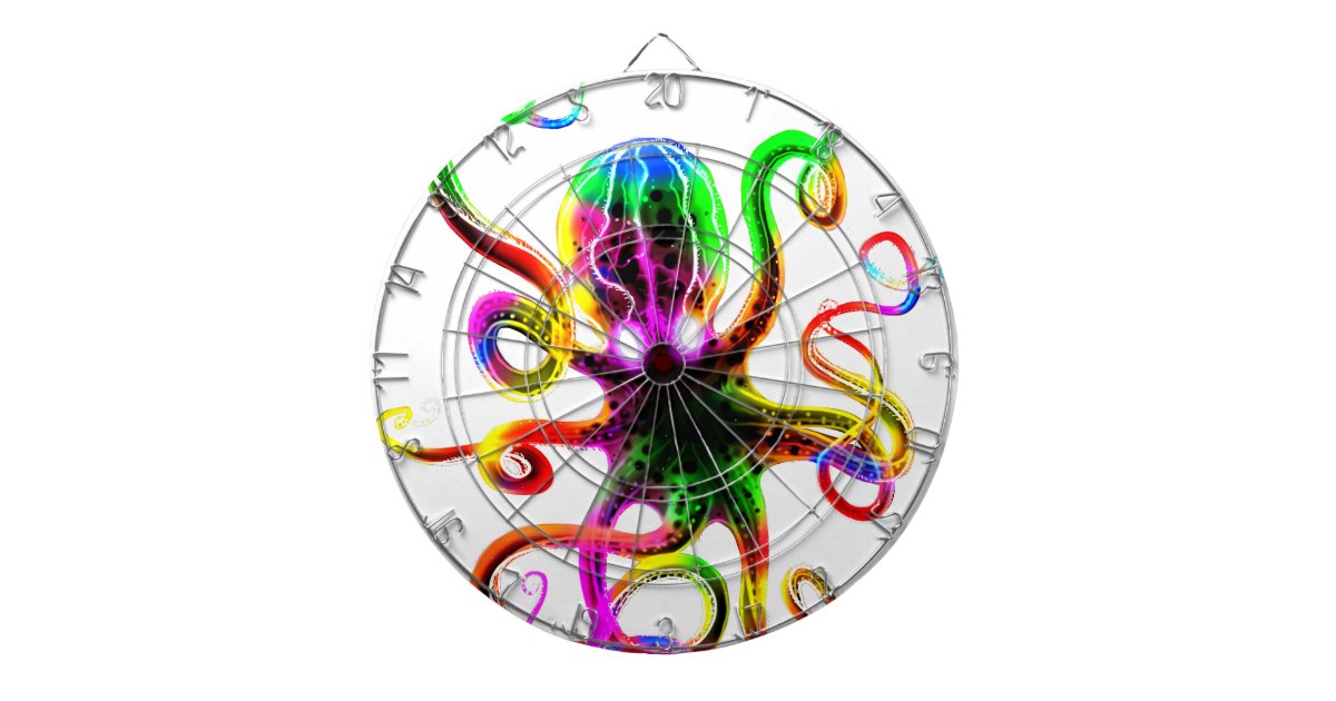 Rainbow Kraken Glow Dartboard With Darts Zazzle