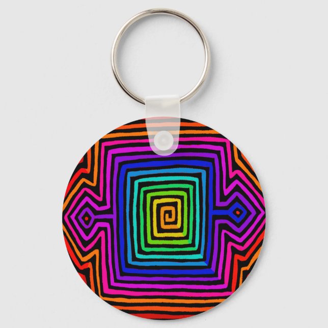 Rainbow Kuna Indian Mola Keychain (Front)
