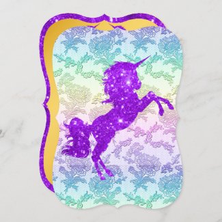 Rainbow Lace and Purple Glitter Unicorn Birthday
