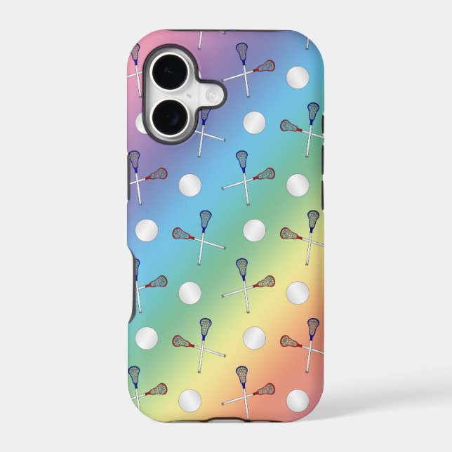 Rainbow lacrosse pattern iphone case (Back)