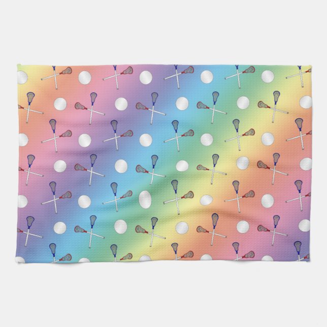 Rainbow lacrosse pattern kitchen towel (Horizontal)