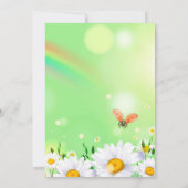 Rainbow Ladybug Daisies Floral Baby Shower Invitation (Back)