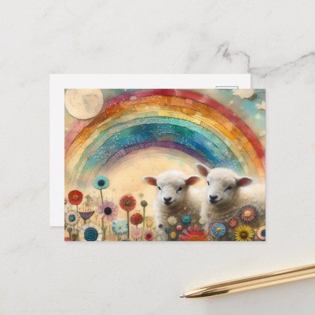 Rainbow Lambs Postcard (Front/Back In Situ)