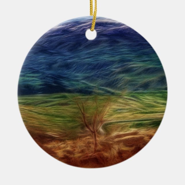 Rainbow Landscape Ceramic Ornament (Front)