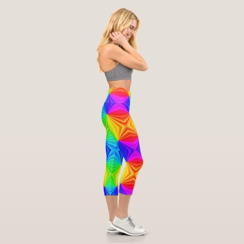 Rainbow Laser Light Show _ Cool Capris Leggings