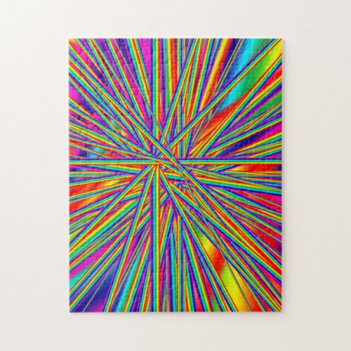 Rainbow Lasers Difficult Illusion Pattern Jigsaw Puzzle