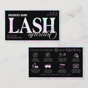 Rainbow Lash Extension Aftercare Business Card