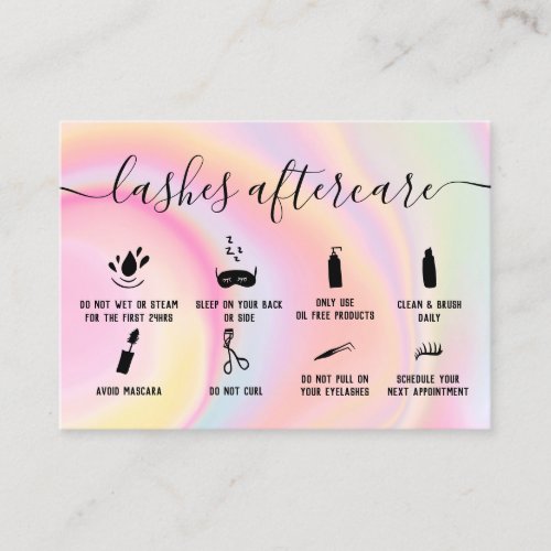Rainbow lashes aftercare illustrations marble business card