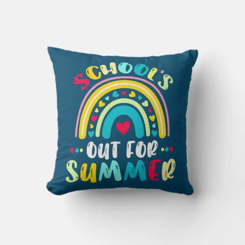 Rainbow Last Day Of School Schools Out For Summer Throw Pillow