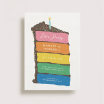 Rainbow Layer Cake Birthday Party Invitation<br><div class="desc">Introducing the perfect invitation for your next birthday party! Whether you're throwing a bash for kids or adults, this design is sure to make a statement. The centerpiece of the invitation is a beautifully illustrated birthday cake with rainbow layers and luscious chocolate frosting. The typography for the invitation is nestled...</div>