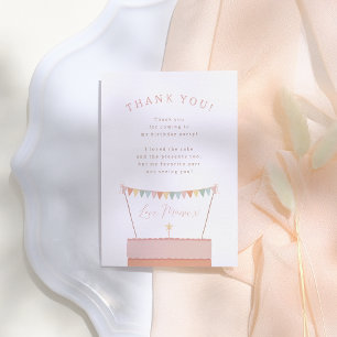 Rainbow Layer Cake Girl Photo Birthday Party Thank You Card